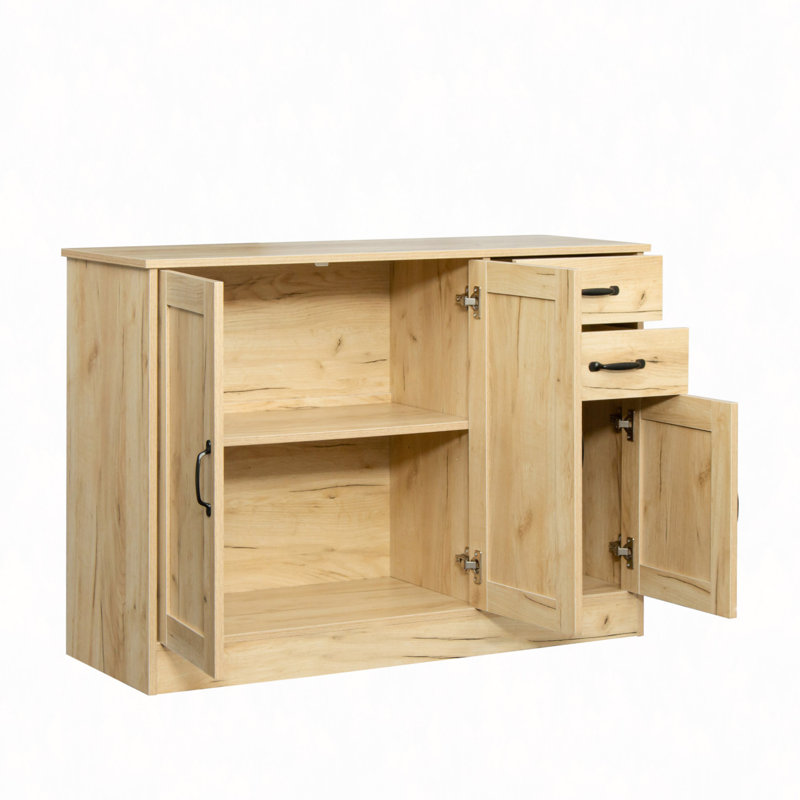 Buffet moderne en bois avec 2 portes, 1 rangement et 2 tiroirs