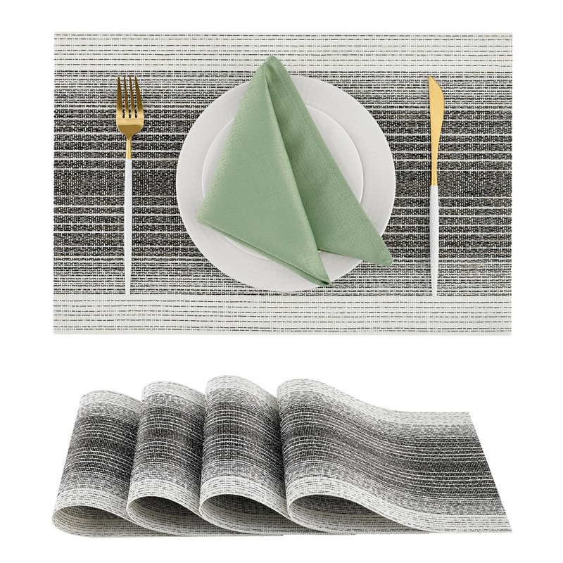 Ensemble de 4 napperons rectangulaires en PVC - Tapis de table tissés antidérapants résistants à la chaleur, lavables et durables