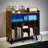 33.1'' H Record Player Stand with LED Lights & Power Outlets-1269958047