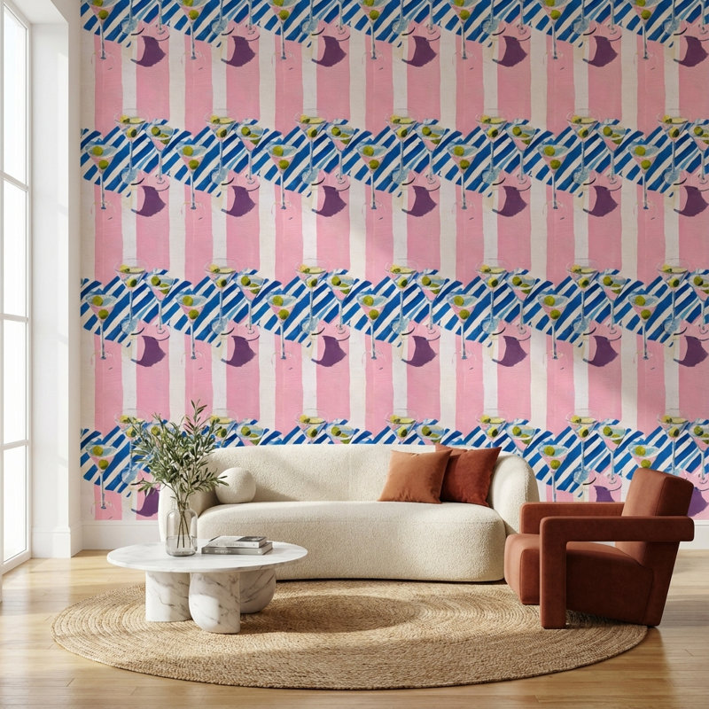Papier peint rayé Martini, Peler et coller