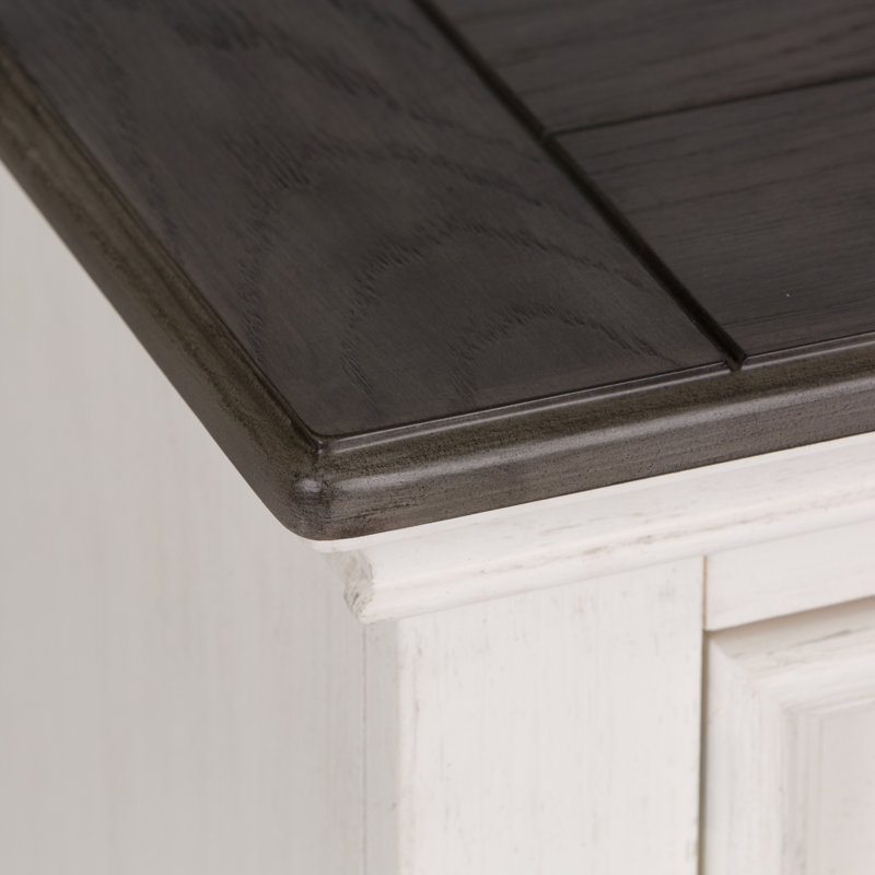 Traditional White and Charcoal 3-Drawer Nightstand