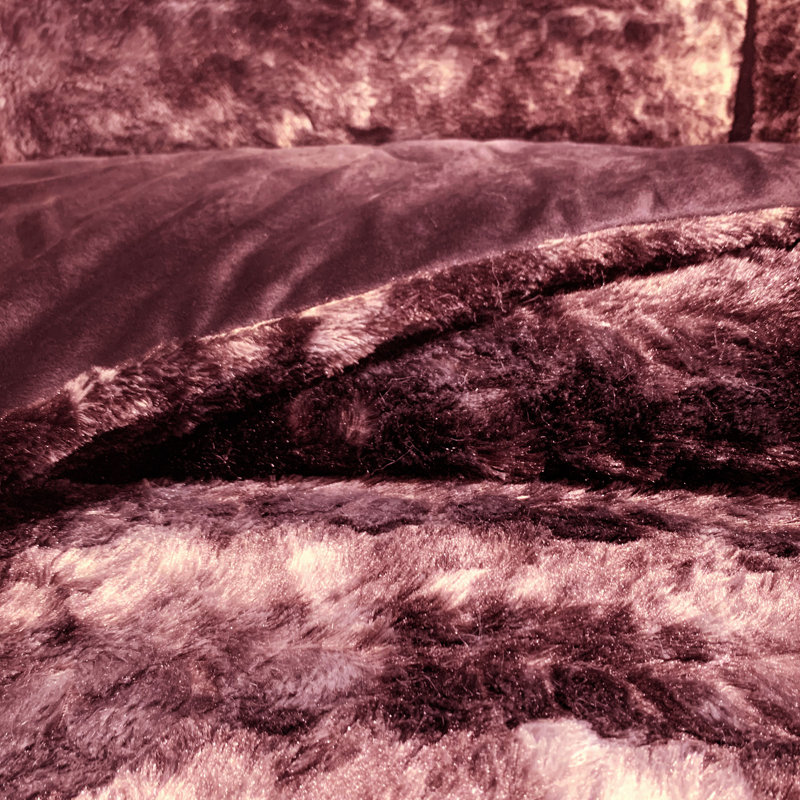 Wonderful Faux Fur Comforter Set 3 Piece Tie Dye, King Comforter + 2 King Shams, Mauve