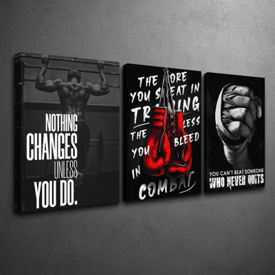 Motivation, citation de remise en forme, impression sur toile 3 pièces