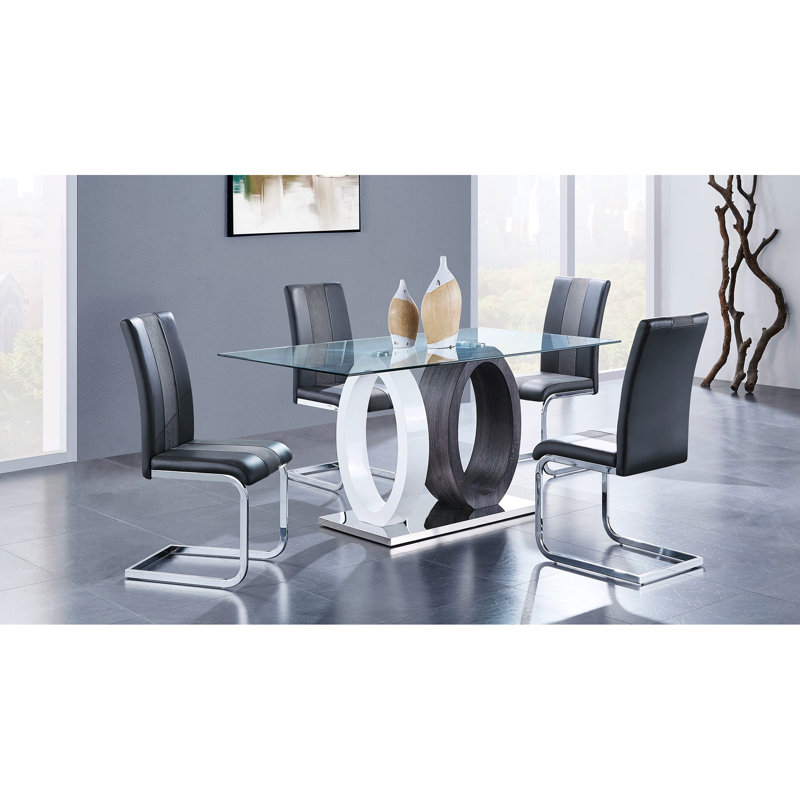 De 4 chaises de salle à manger grises - Tissu, ensemble de chaise confortable en métal et pièces