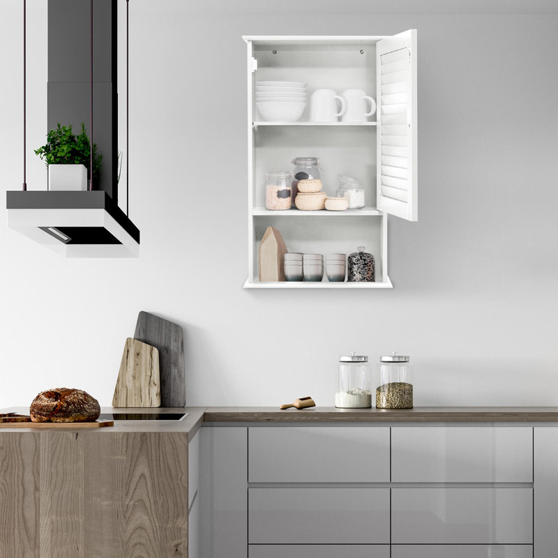 Armoire de rangement murale à une porte avec tablette réglable en hauteur, blanc