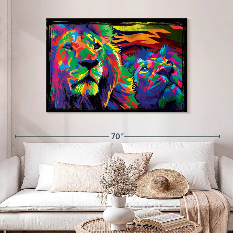 Brampt Colorful Lion Pair, 32" H x 48" W