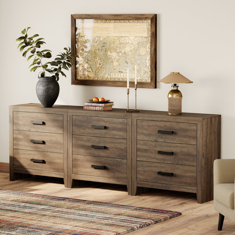 Farmhouse TV Stand For Tvs Up To 85 Inches, Modern Wood Media Console With 9 Drawers, Rustic Entertainment Center With Storage For Living Room, Bedroom, Brown