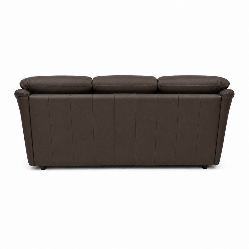 Ramdev Top Grain Leather Sofa with Cushioned Back and Pillow Top Arm, Espresso, 34" H x 80" W x 36" D