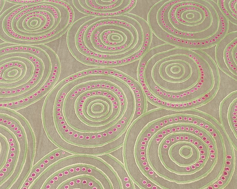 Ring a Ding Hand Woven Silk and Wool Geometric Area Rug, Rectangle 12' x 16'