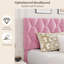Cadre de grand lit avec tête de lit ajustable, cadre de lit rembourré, rose-134330763