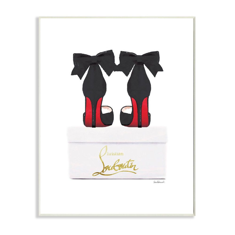 «Fashion Designer Black Shoes On Box», impression, H 15 po x l 10 po, Plaque murale