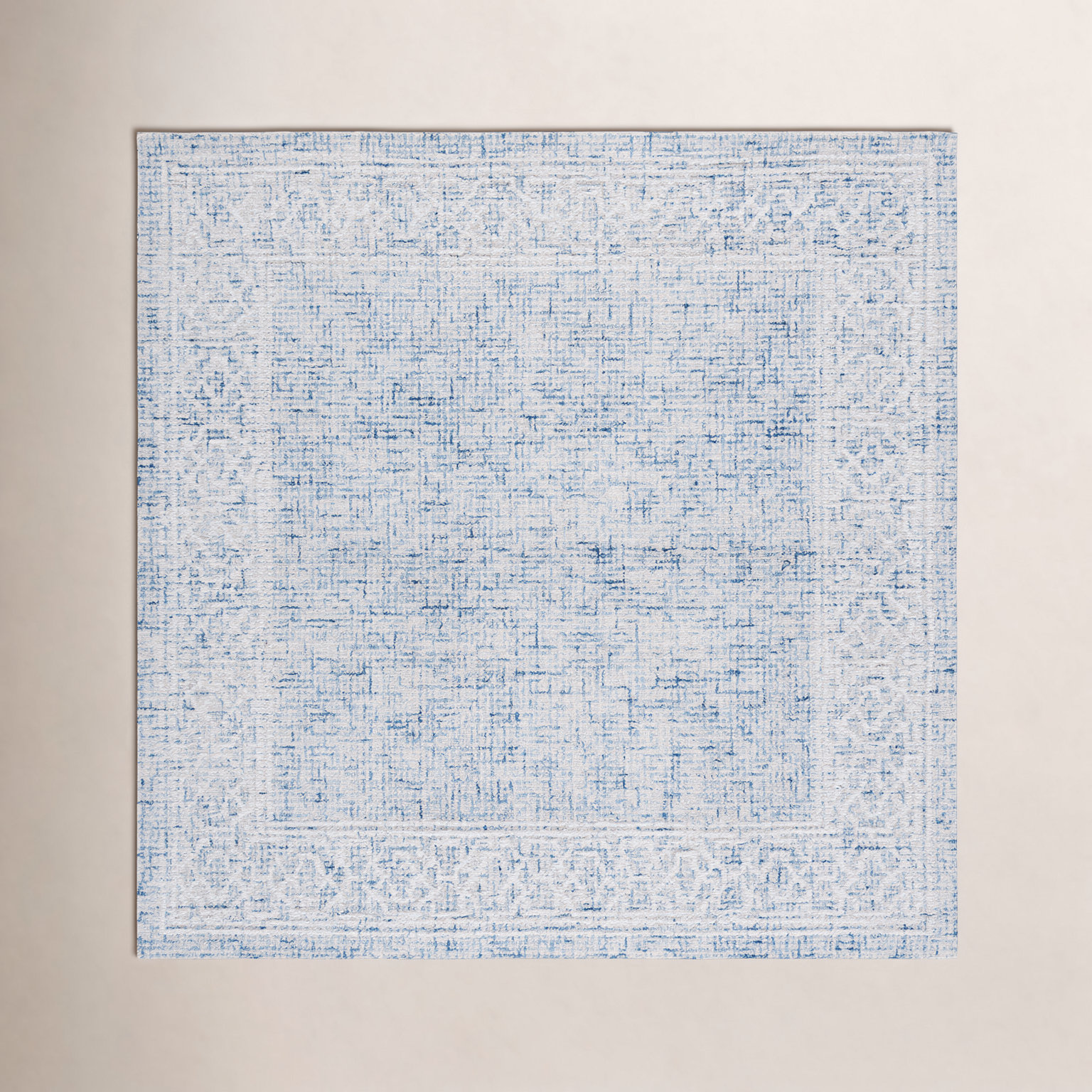 Hand-Tufted Geometric Wool Rug, Square 6'