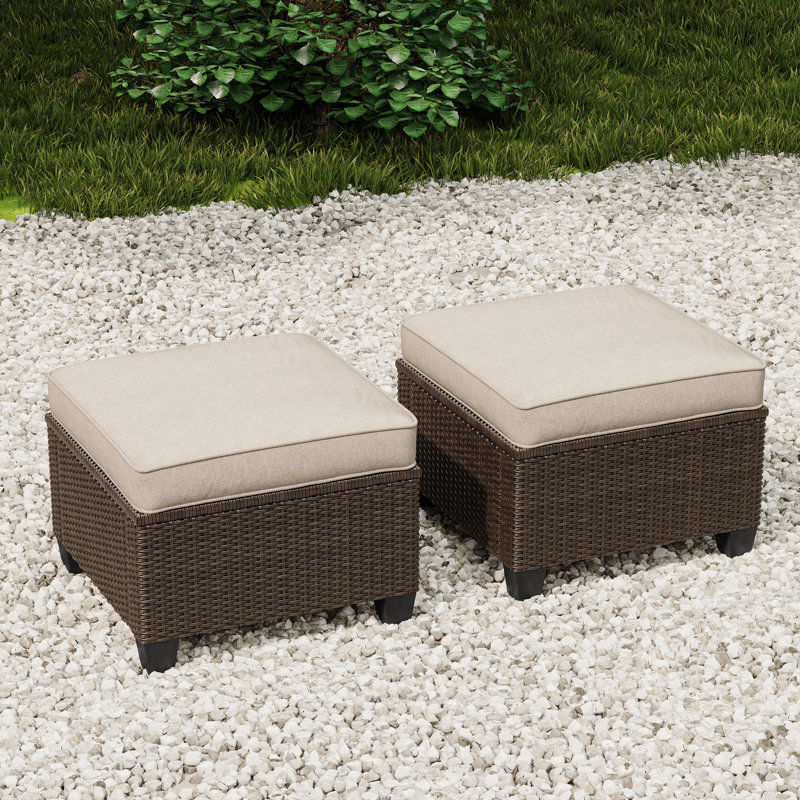 Repose-pieds d'extérieur avec coussin Sunbrella® Thavy, Beige