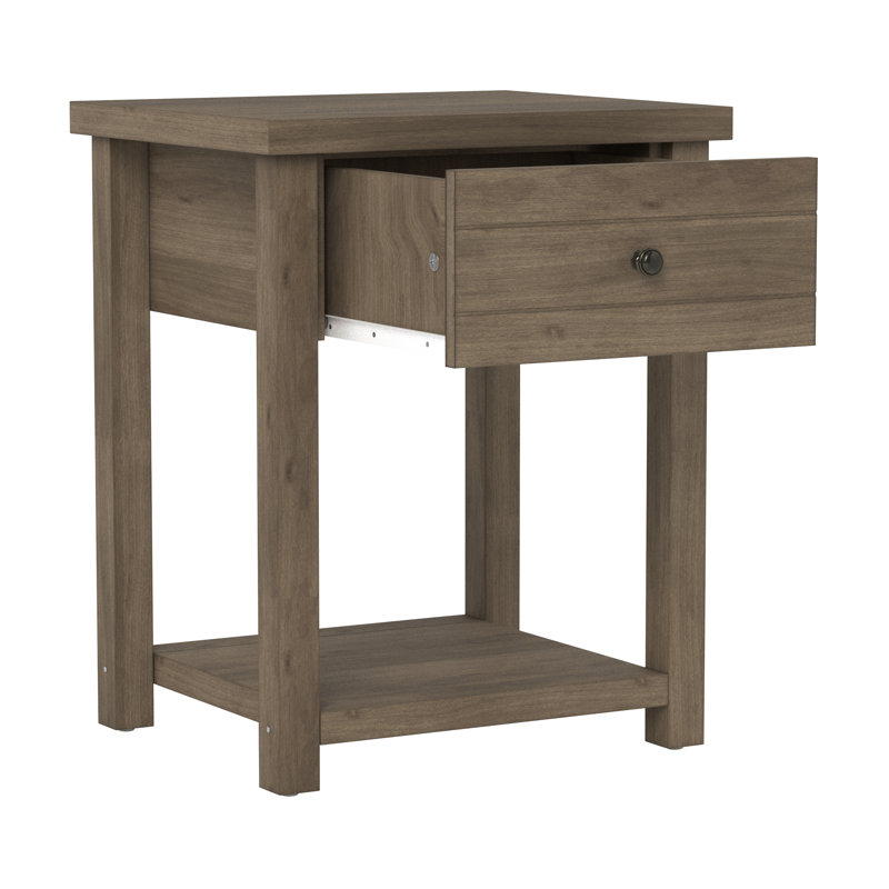 Table de bout avec rangement Helene, Chêne noueux