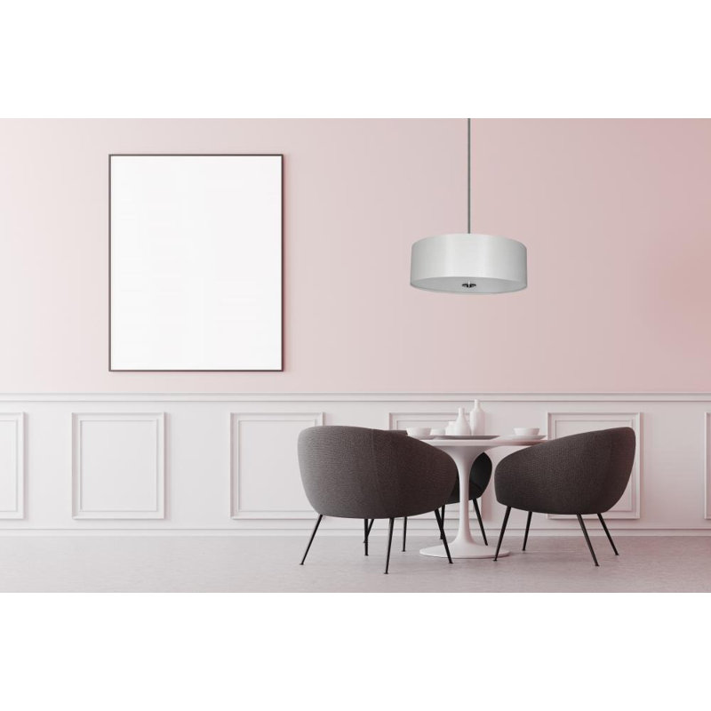 Lustre tambour 4 lumières à abat-jour Olivo, Blanc immaculé