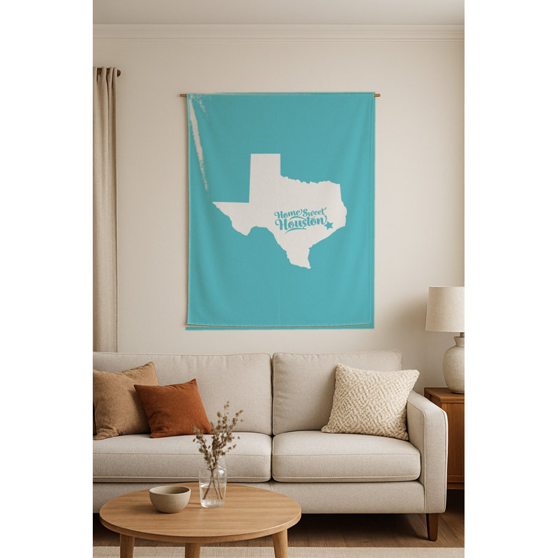 Douce maison Houston — Silhouette de l'État du Texas — Tapisserie murale tissée portrait, H 36 po x l 26 po