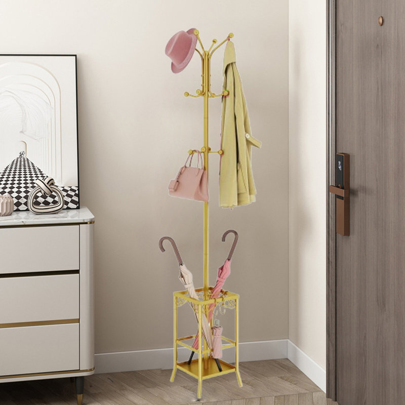 Portemanteau autoportant avec porte-parapluie, Doré