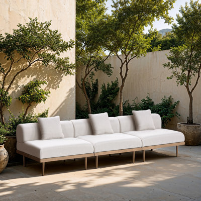 Canapé modulaire d'extérieur rembourré 3 pièces en oléfine de 106,5 po Madeleine