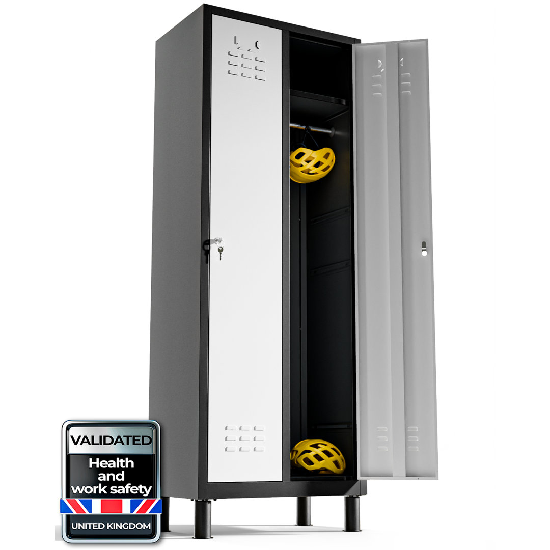 2-Door 180 cm Metal Locker Cabinet, Lockable Storage Locker Metal Cabinet for Office, Gym, Garage & School, Gray