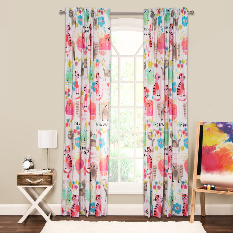 Purrty Cat Semi Sheer Sliding Panel