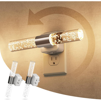 Ensemble de 2 veilleuses à brancher 180 lumières à rotation automatique à capteur de lumière à intensité variable 100LM 3000K pour couloir de salle de bain