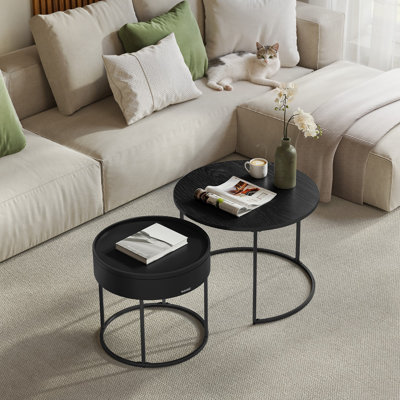 Nesting Coffee Tables with Hidden Storage and Top Tray