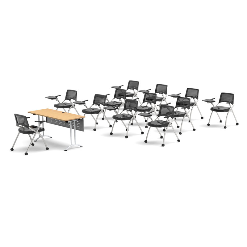 12 Person Flip Top 22'' L Modular Training Table and Chair Set with Casters and Modesty Panel
