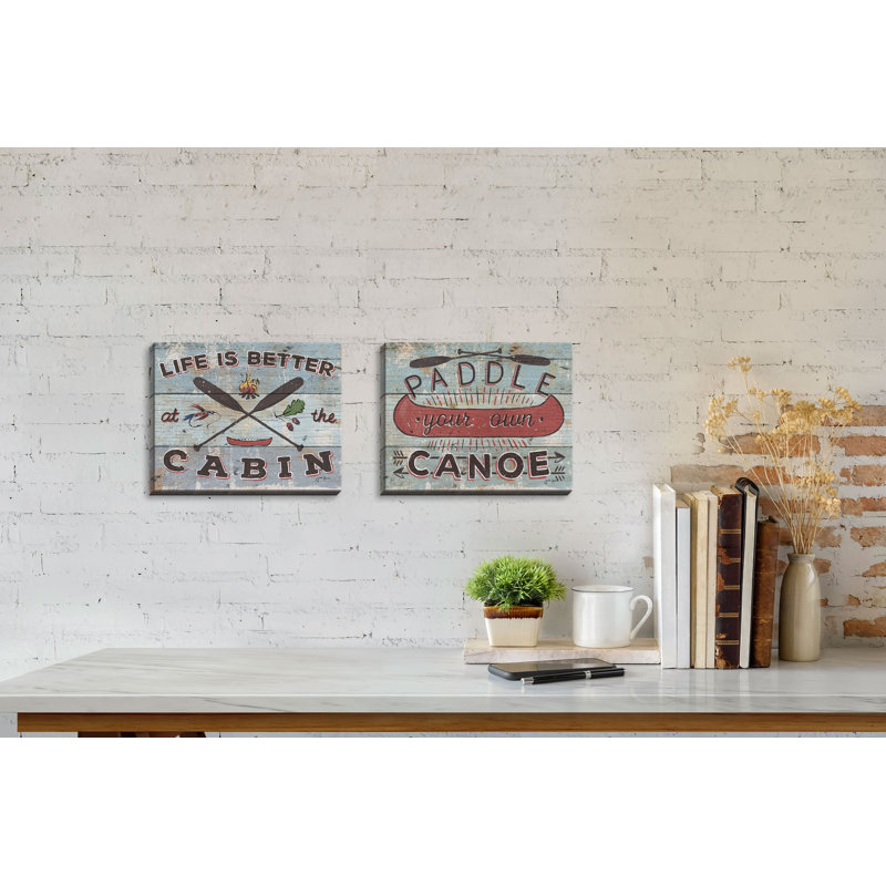 «Cabin Fever I and Cabin Fever II», ensemble de 2 pièces d'art textuel, H 14 po x l 11 po x P 0,75 po, Toile tendue
