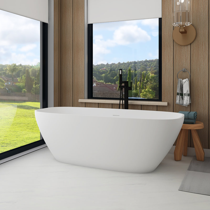 67“ Freestanding Soaking Solid Surface Bathtub