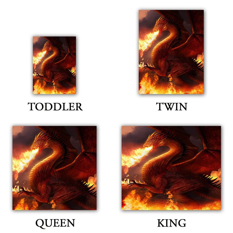 Ensemble de housse de couette lord of the dragons, 1 housse de couette grand + 2 taies standards