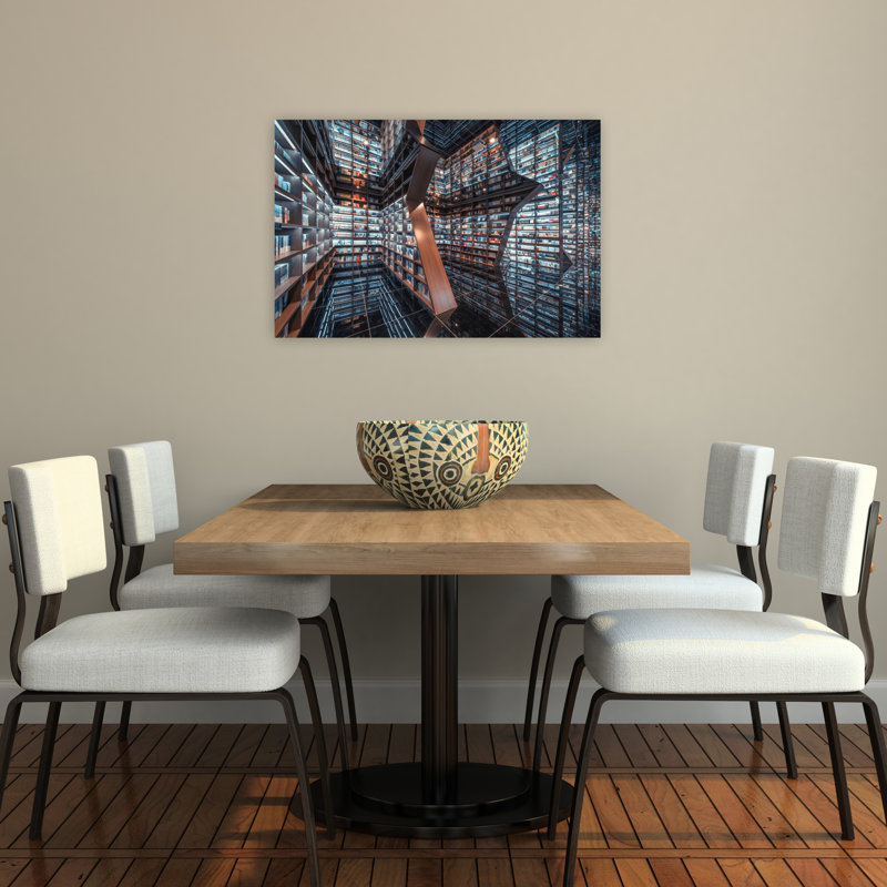 Infinite Library Reflections Geometric Modern Architecture Wall Art Print, H 24 po x l 36 po