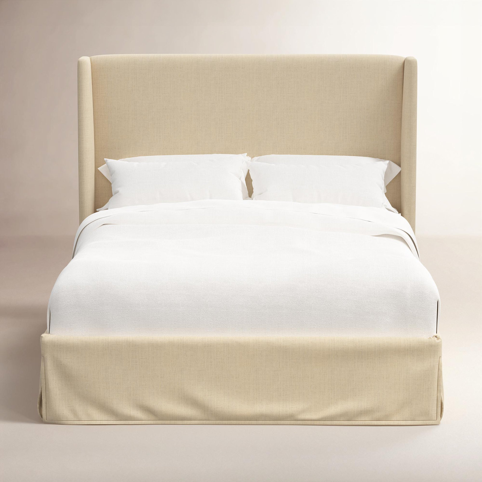 Wingback Pine Bed, California King, Classic Linen Classic Linen