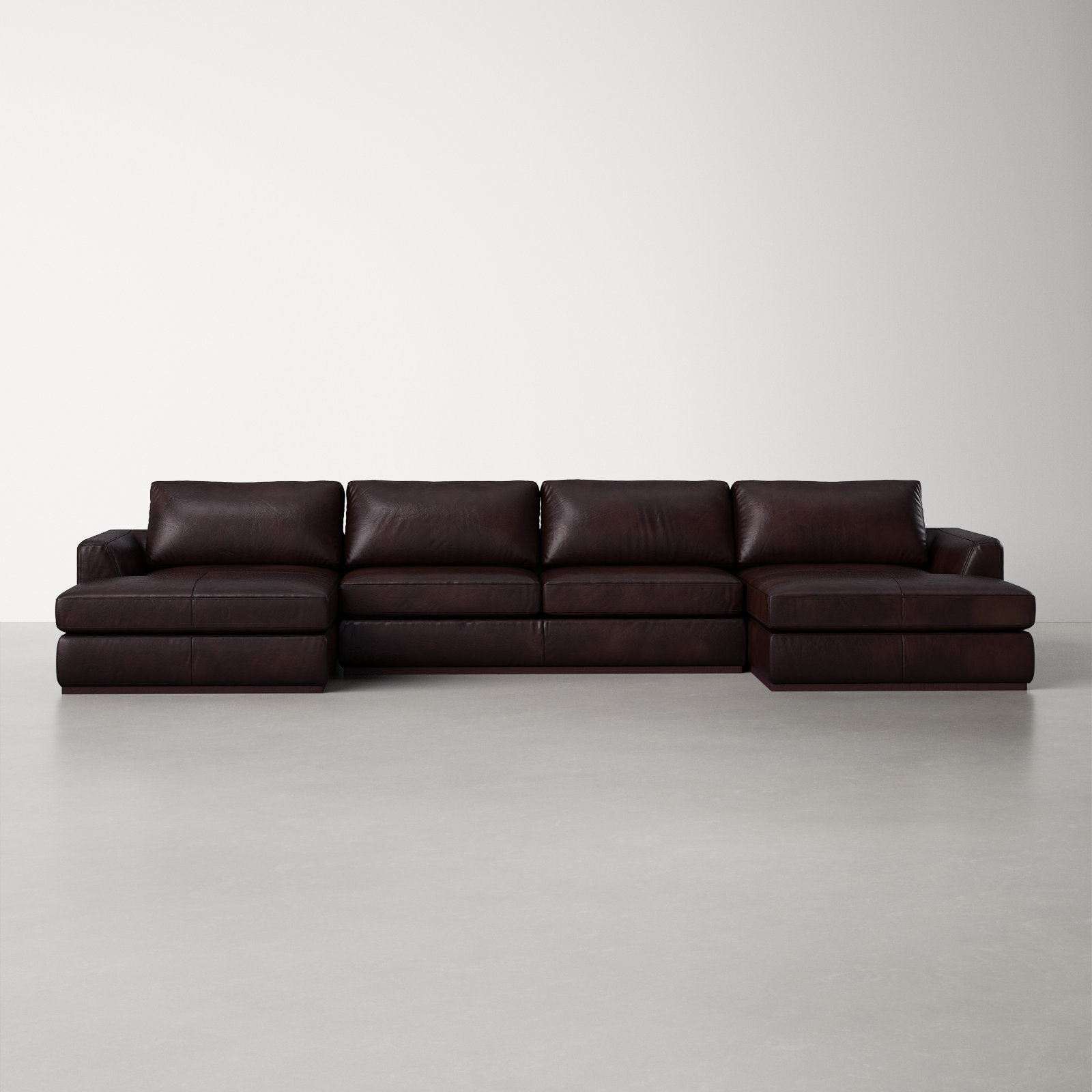 Berger Modular Upholstered Chaise U-Sectional, Heirloom Cigar/Genuine Leather