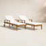 Saeon 78.75" Long Reclining Acacia Single Chaise with Cushions