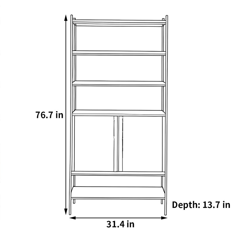 Bruno, (5 Shelves) 76.7"H x 31.4"W x 13.7"D