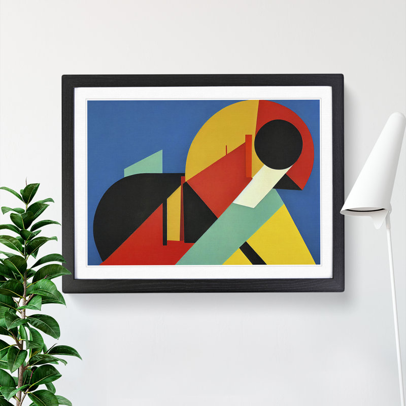 Bauhaus Modern Art Vol.1 Abstract 1 Piece Single Picture Frame Wall Art, 46cm H x 64cm W x 2cm D, Black