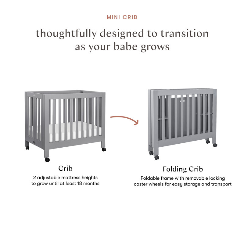 Origami Mini Portable Crib, Gray