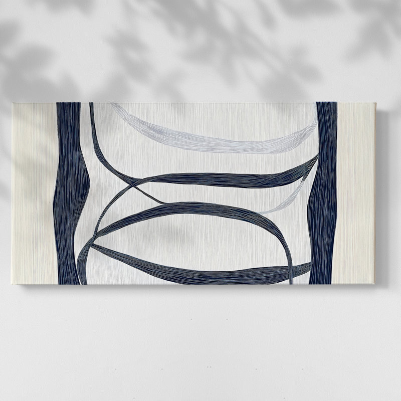 Série abstraite-D III - Toile tendue avec châssis encadré - Prêt à être accroché, H 17 po x l 33 po, Doré
