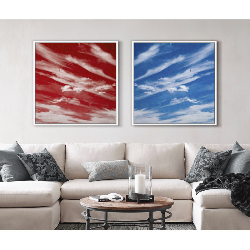 Sky High In Red, 30" H x 30" W, White