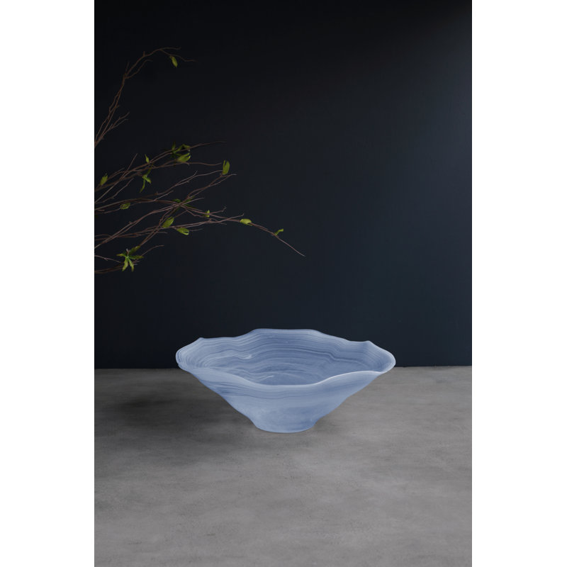 Glass Salad Bowl, Blue