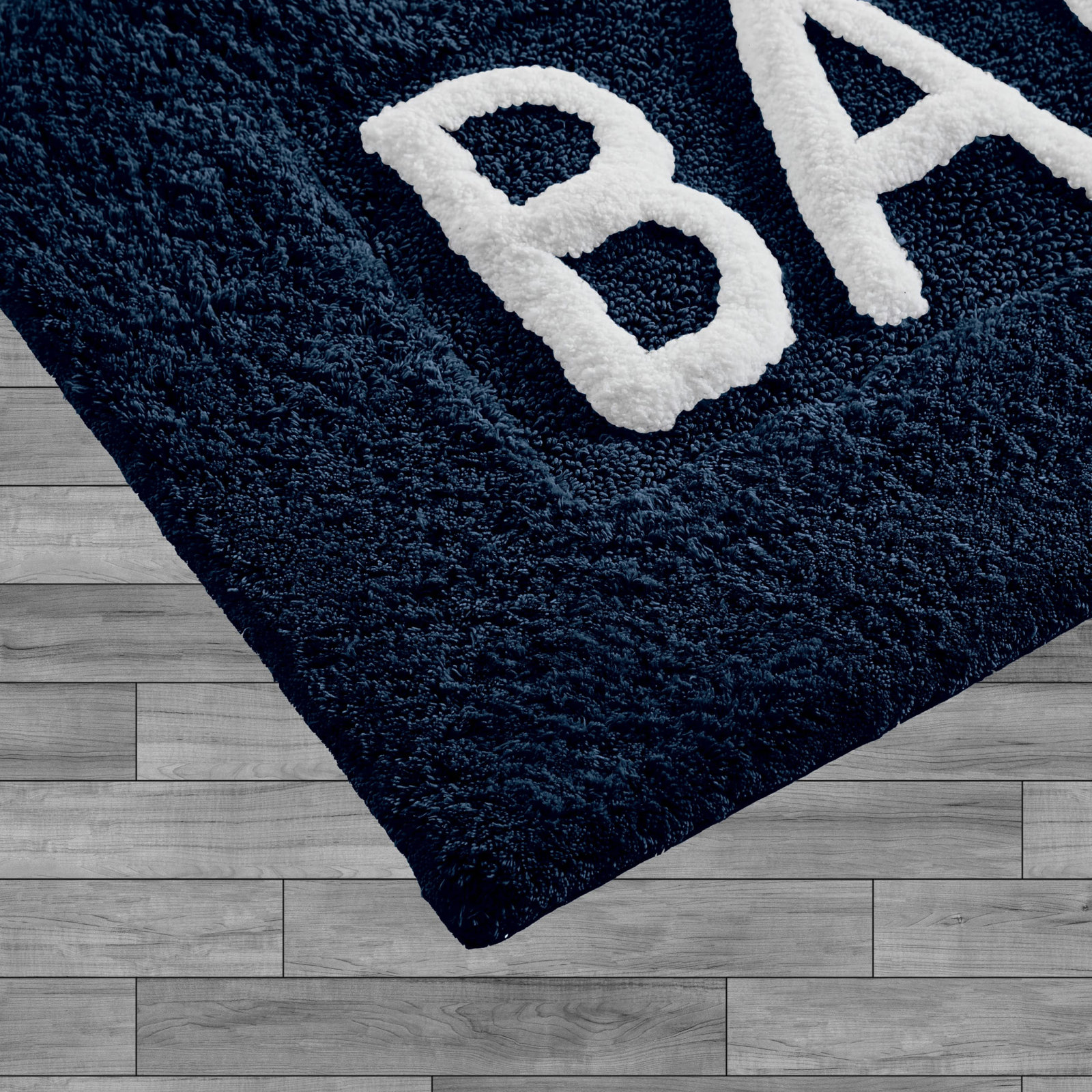 Cotton Blend Bath Rug, Navy