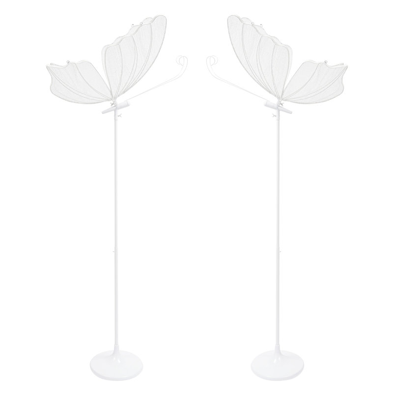 2Pcs Creative Wedding Decoration Elegant Butterfly LED Floor Lamp Silver Warm Light  for Wedding Christmas