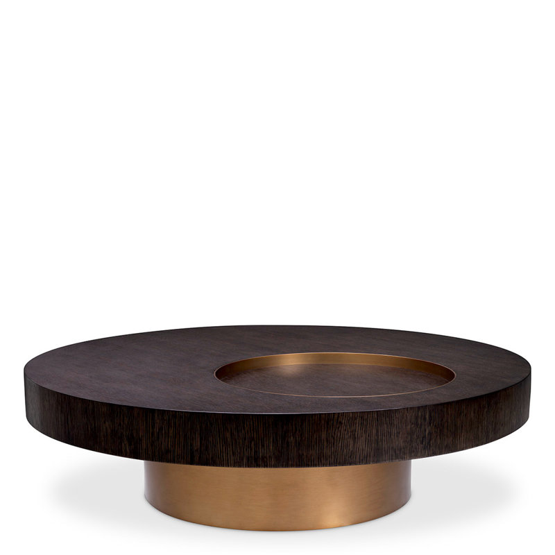 Otus Coffee Table, Mocha Top/Brushed Brass Base