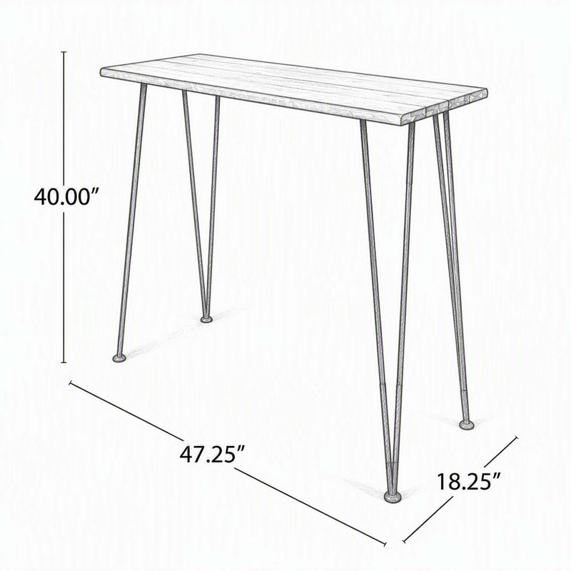 Table à hauteur de bar en métal et en métal de style industriel DENALI
