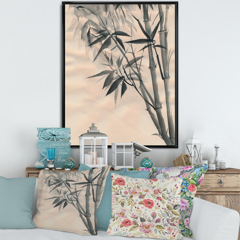 «Vintage Monicol Bamboo I», reproduction sur toile, Toile avec cadre noir, H 32 po x l 16 po x P 1 po