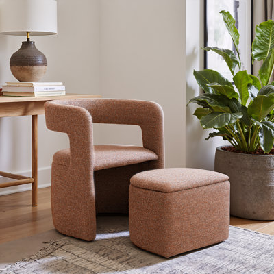 Fauteuil d'appoint et repose-pieds Atria brun fauve