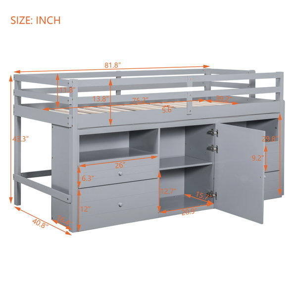 Latitude Run® Twin Size Loft Bed In With 4 Storage, Cabinet - Quality ...