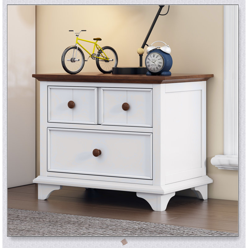 Durable Wooden Captain Two-Drawer Nightstand with Stylish Design for Bedroom and Living Room Use