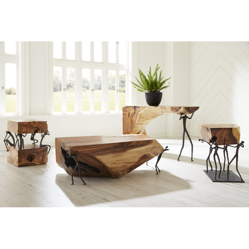 Atlas Rectangular Black and Brown Wood Metal End Table