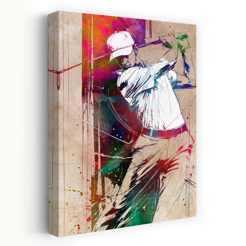 Art mural dynamique et dynamique, golfeur dynamique, H 18 po x l 12 po